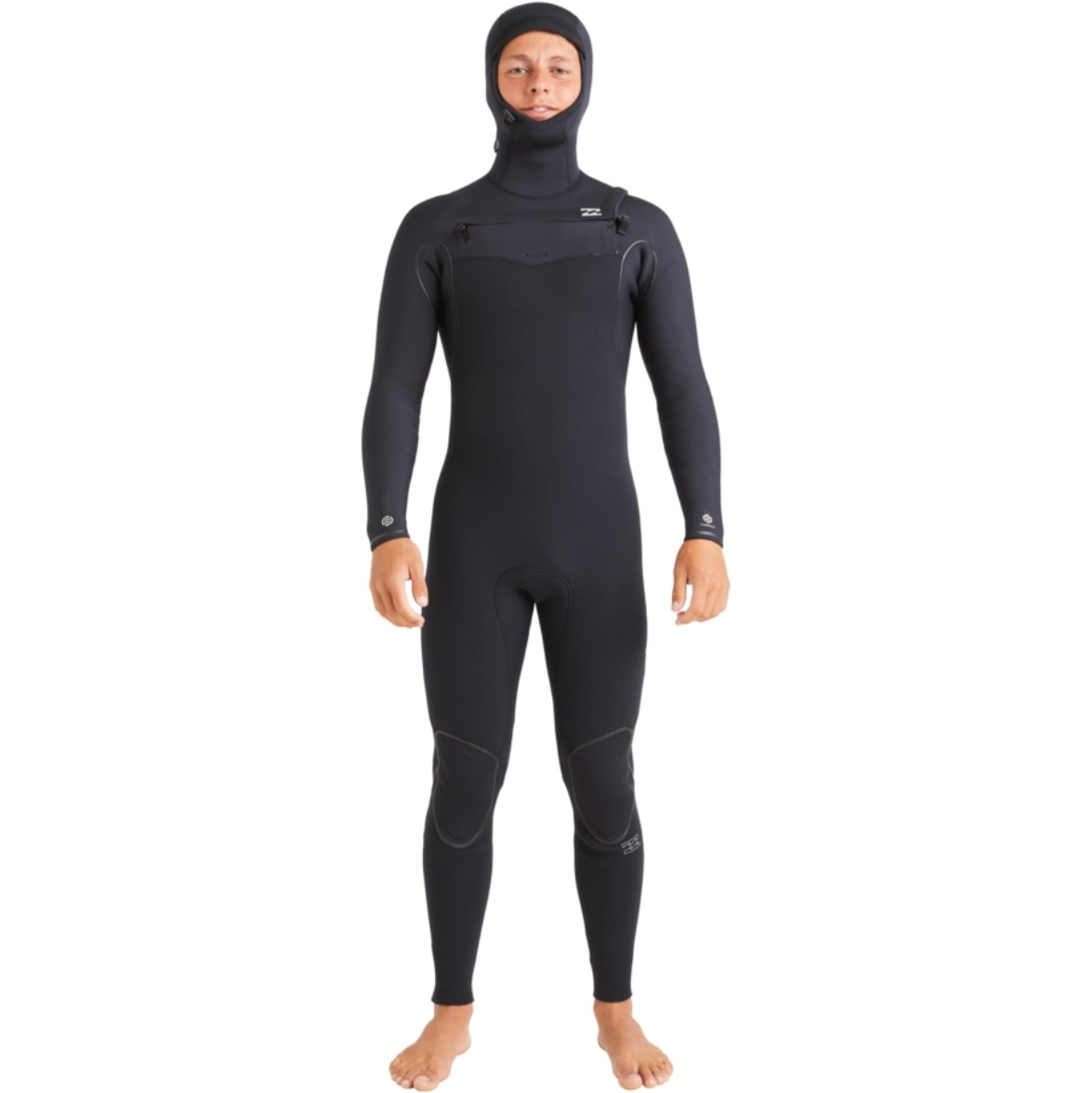 2025 Billabong Da Uomo Furnace Natural 5/4mm Con Cappuccio Chest Zip Muta ABYW200122 - Black